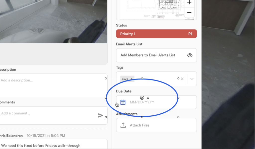 Due Dates Field, OpenSpace FieldNotes