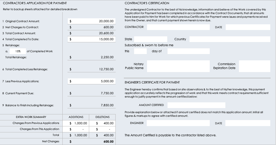 contractors application for payment