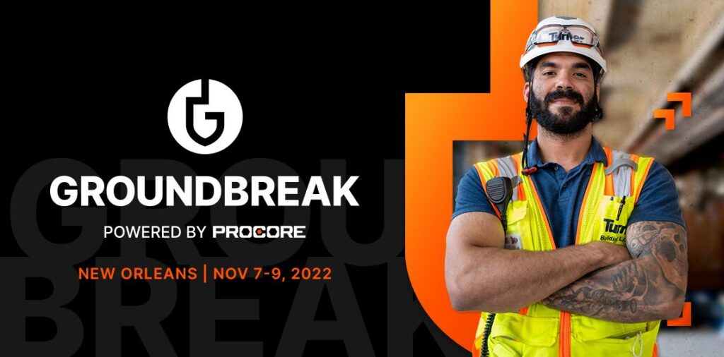 Procore Groundbreak 2022 conference banner