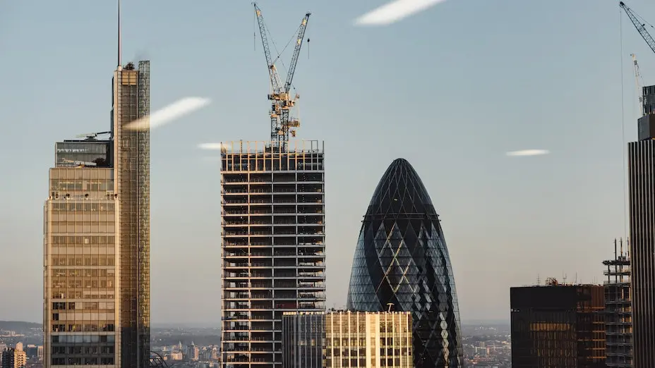 London skyline with construction projects