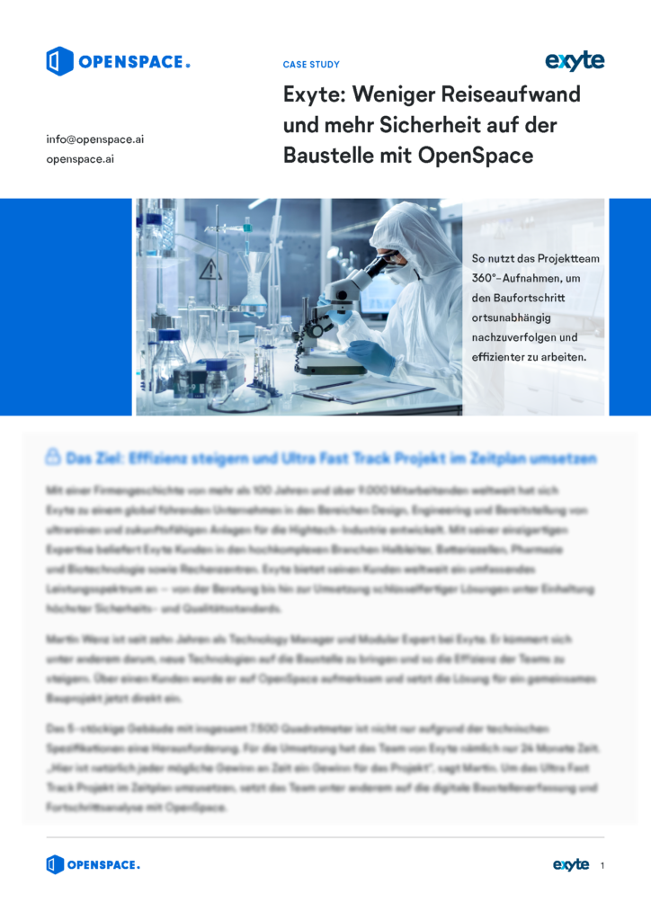 Cover Page of the Exyte Case Study with OpenSpace partially blurred