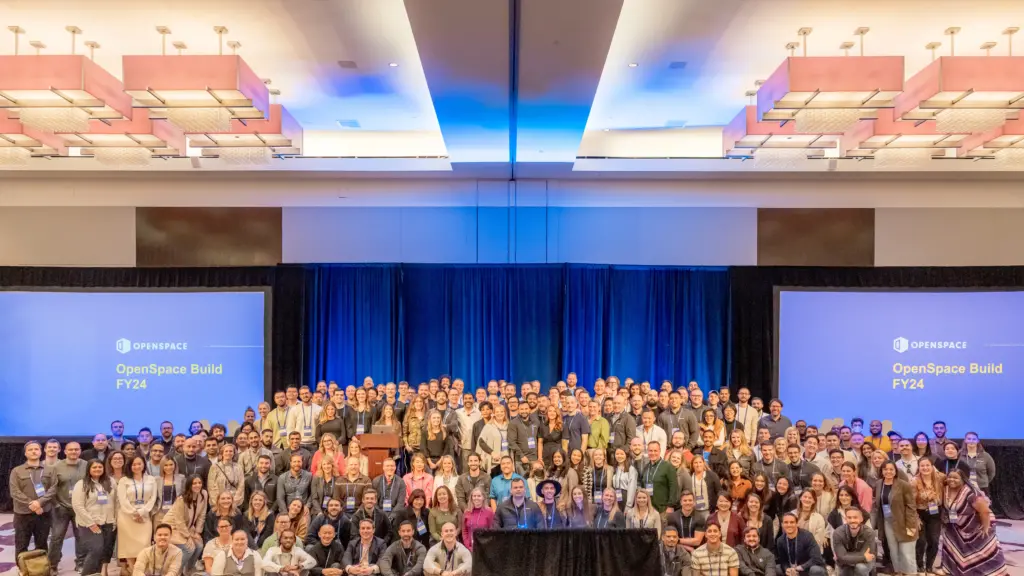 Group photo of the OpenSpace Team at Build