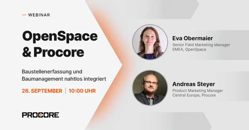 Promotional banner announcing the partner webinar from OpenSpace & Procore