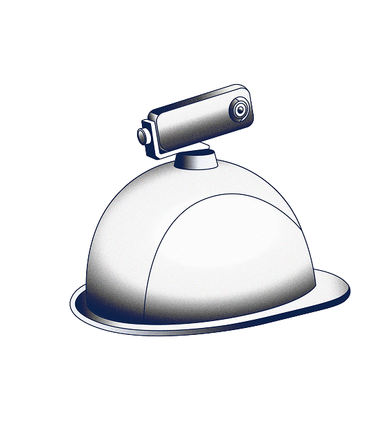 Graphic of a 360 camera on a hard hat